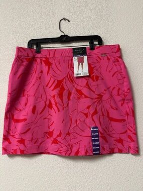 NWT Rafaella Hot Pink with Red Tropical Print Mini Skirt